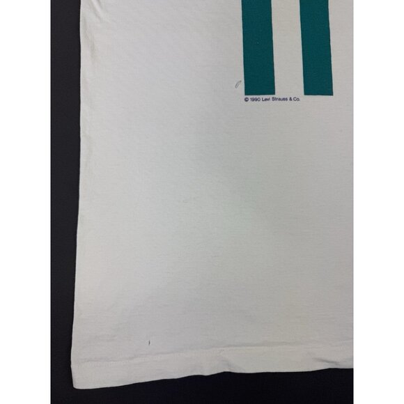 Vintage 1990 Levis Levi Strauss Denim Promo Sit On It White Shirt Rare XL Fit T - Picture 7 of 16
